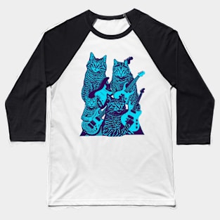 Guitar Cats (Blue) Baseball T-Shirt